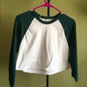 Green Cropped Baseball Tee